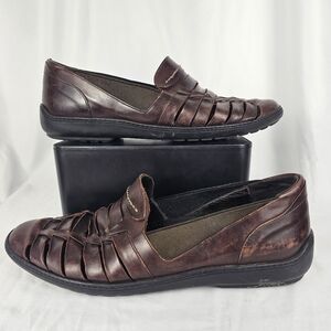 Bragano 938 Italy Mens Shoes Brown Leather Woven Fisherman Loafers Mens 11.5 M